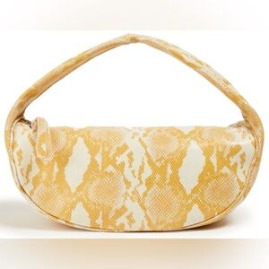 BY FAR Cush Leather Hobo Bag Snakeskin Pattern Zip Closure EUC